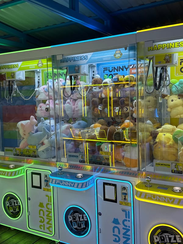 Young women enjoy arcade games in Chaikovsky, Russia