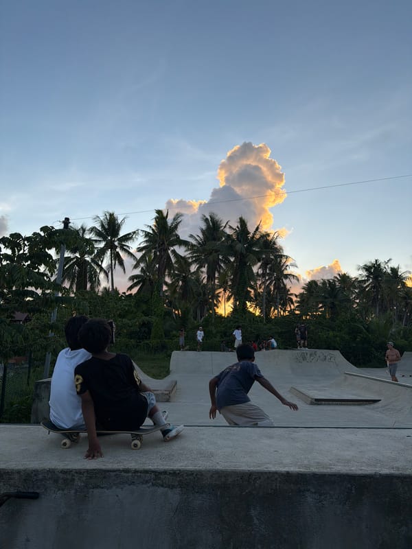 Skateboarders gather at sunset session in General Luna, Philippines