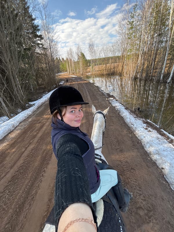 Spring horseback ride documented in rural Russian village