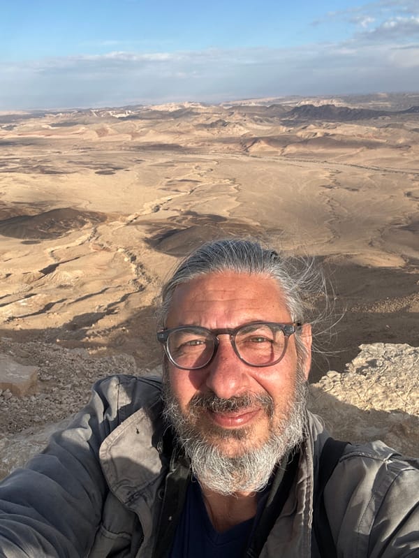 Tourist captures selfie at Ramon Crater cliff edge