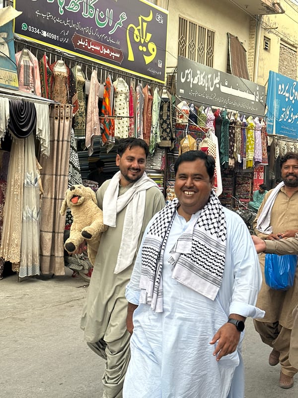 Street vendors and shops in a Quetta City marketplace