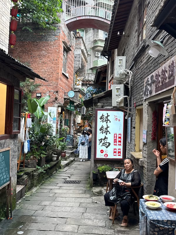 Morning street activity captured in historic Yuzhong District, Chongqing