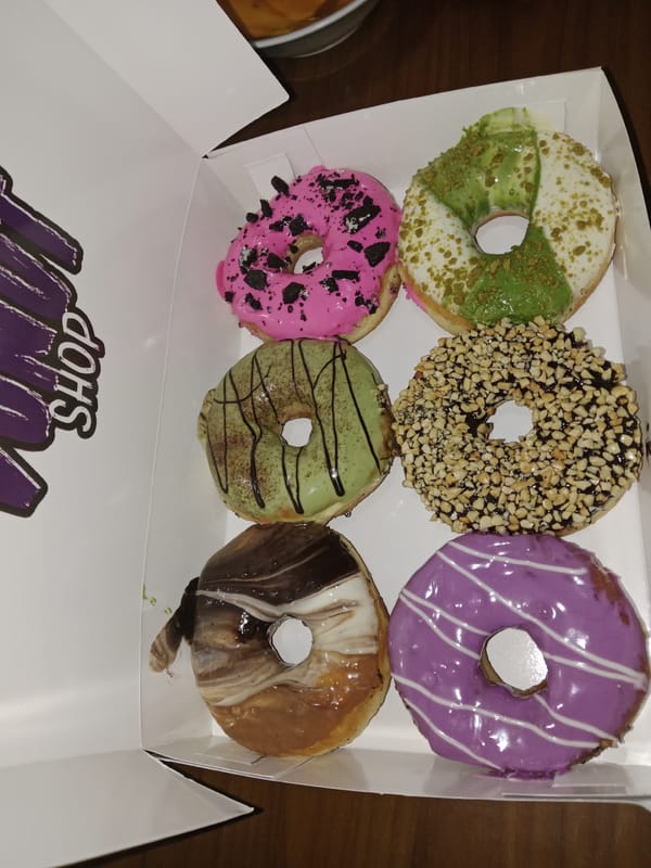 Food documentation: donuts and vegetable stew observed May 15
