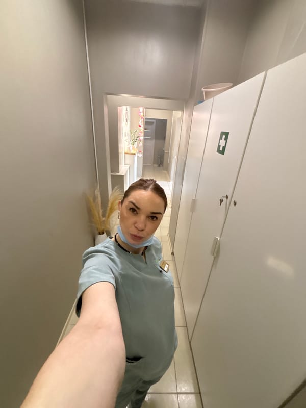 Healthcare worker takes selfie in Russian medical facility