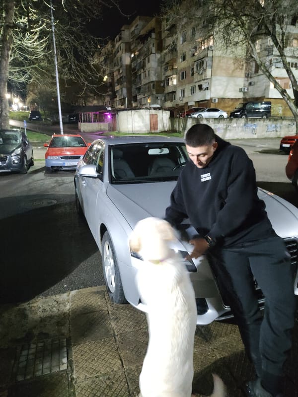 Evening street life and martial arts practice in Kozloduy