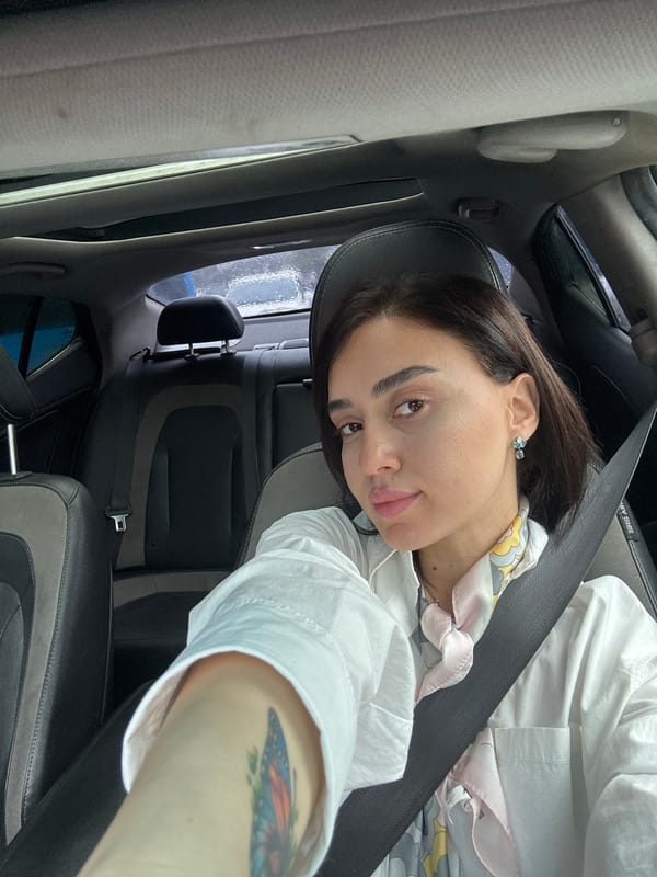 Person observed in car during rainy morning in Tbilisi