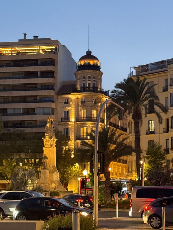 Alicante's waterfront and marina at dusk