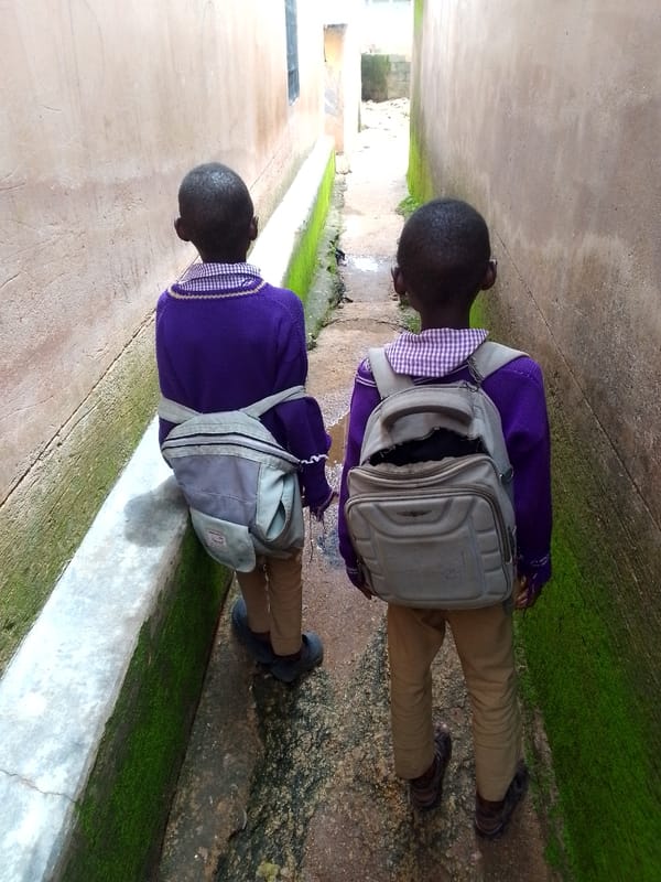 Street-level life along muddy paths in a small rural town