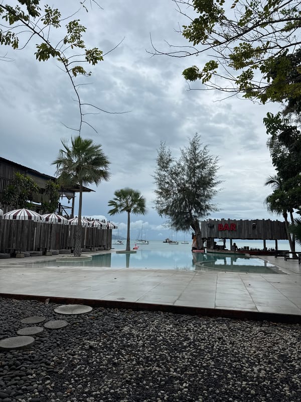 Ko Samui resort and bay scene on a cloudy morning