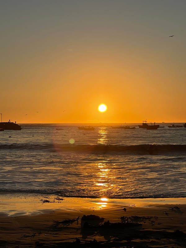 Sunset observed over ocean in Iquique, Chile