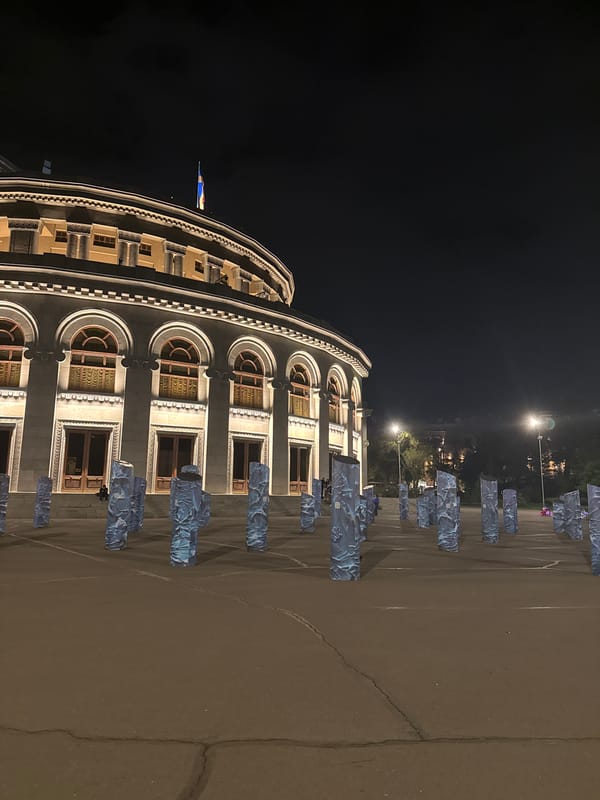 Armenian Government Building observed at night in Yerevan