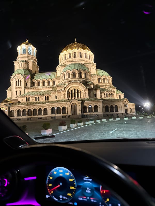 Night photography session captures illuminated Alexander Nevsky Cathedral Sofia