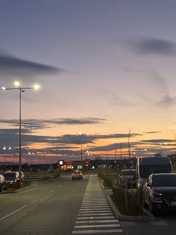 Sunset observed over Sofia parking lot Tuesday evening