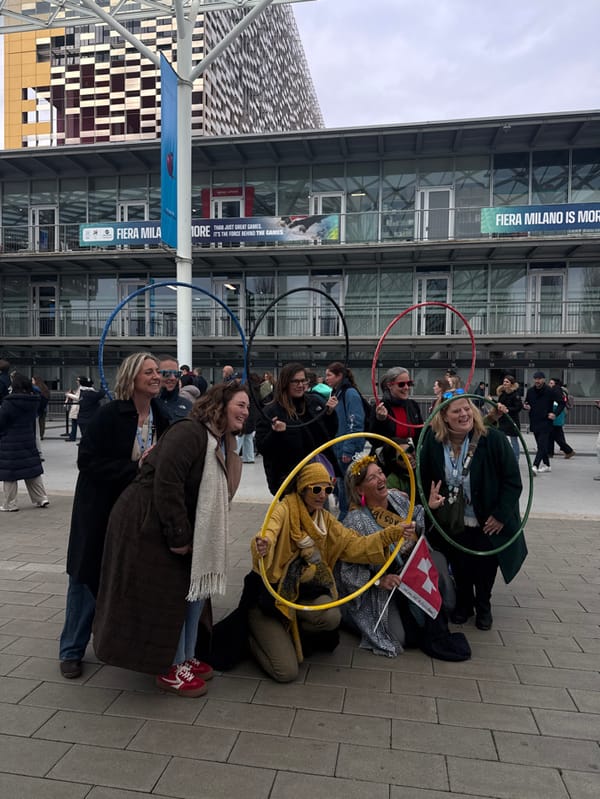 Visitors gather at Fiera Milano exhibition center in Rho