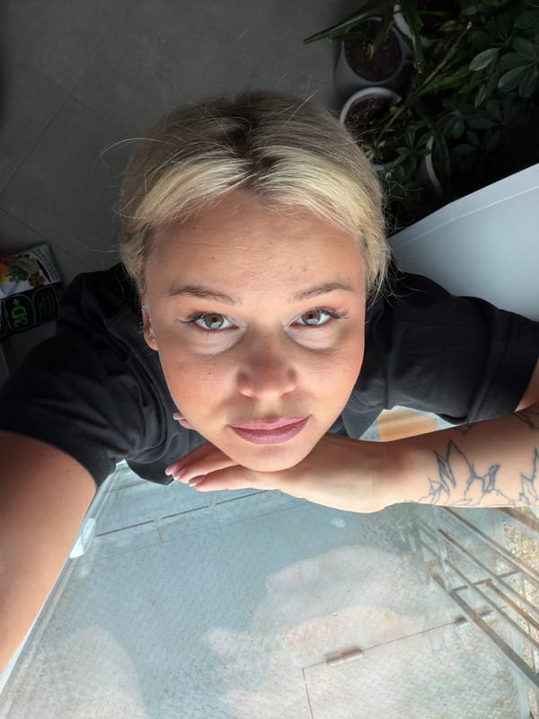 Woman photographed in dual portraits in Sarapul, Russia