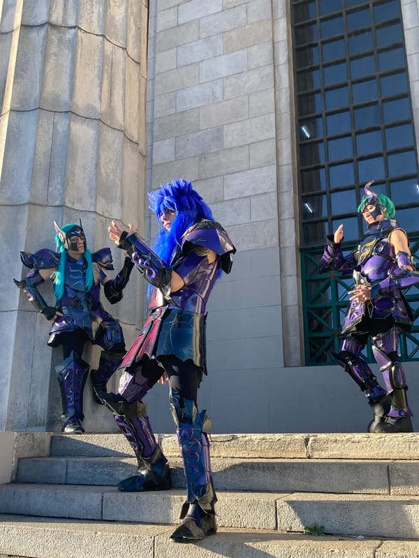 Costumed individual spotted using phone in Buenos Aires