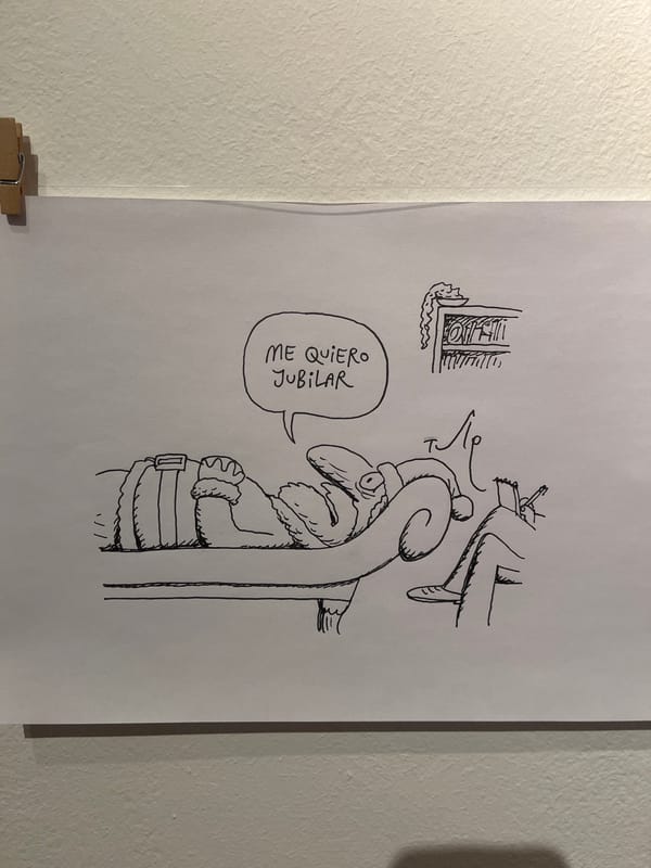Cartoon art exhibition documented in Buenos Aires