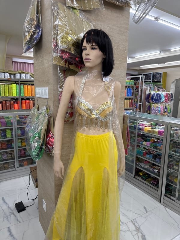 Belly-dancing mannequin displayed in Kuta store