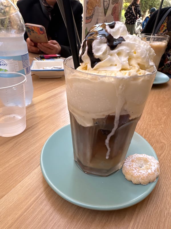 Morning coffee and donut captured in Syracuse, Italy