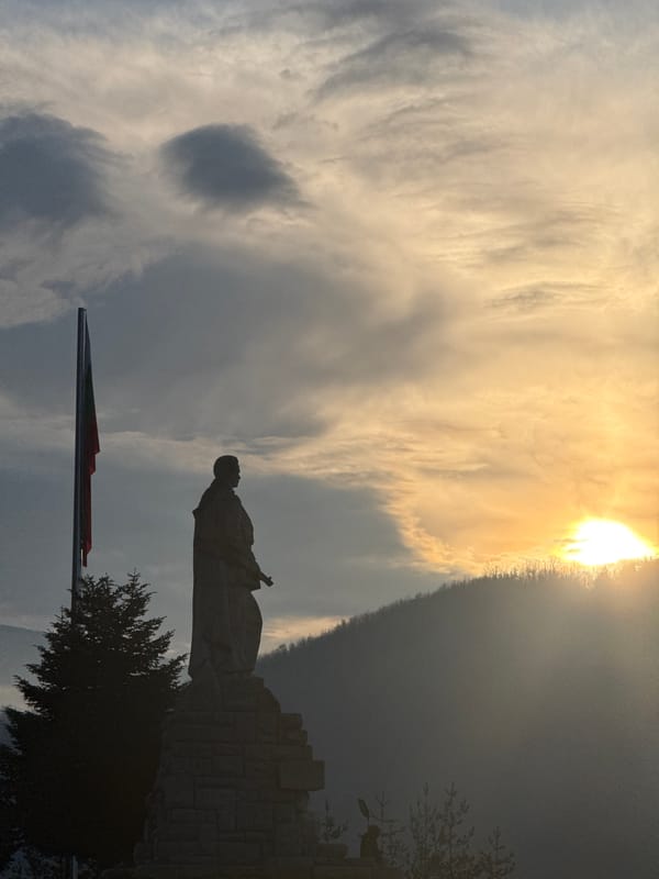 Sunset monument scenes documented in Etropole, Bulgaria