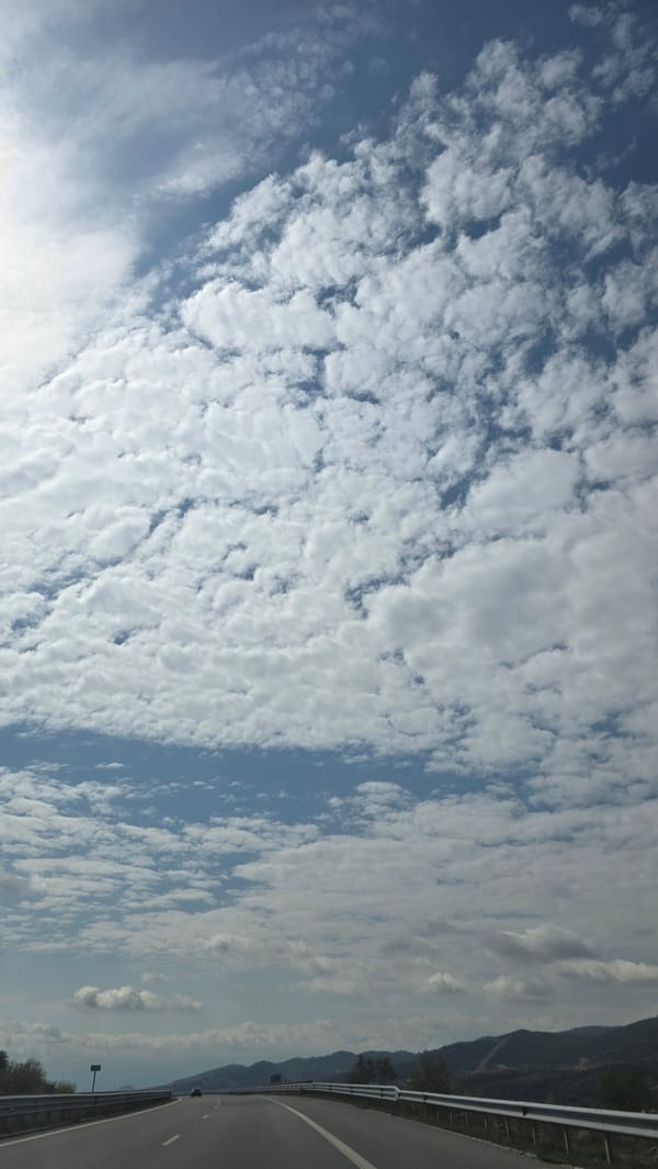 Rippled altocumulus clouds observed over Valkovo, Bulgaria highway