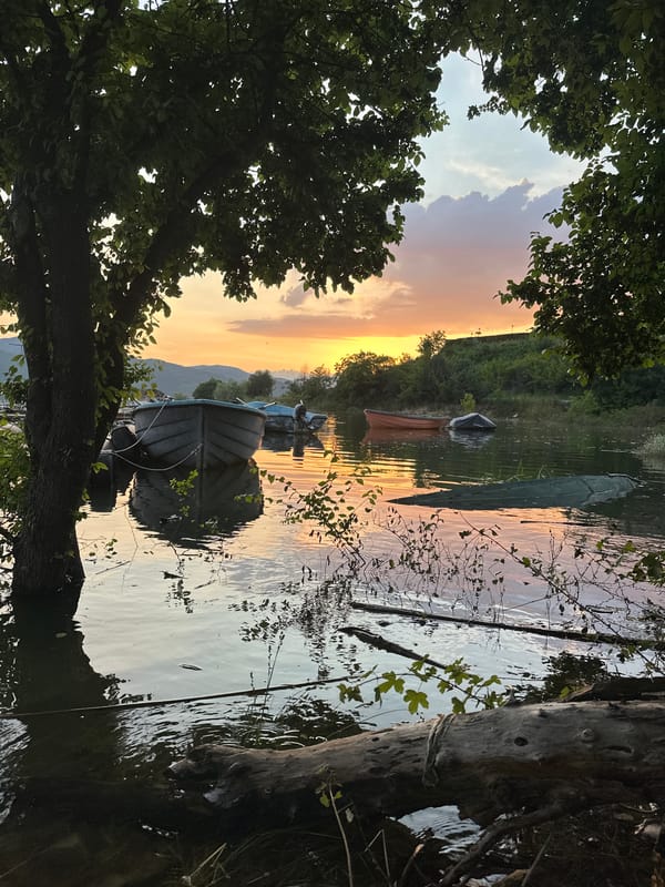 Sunset photographed over lake in Glavatartsi, Bulgaria