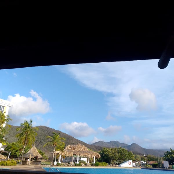 Peaceful sunset moments captured at Venezuelan resort pool area