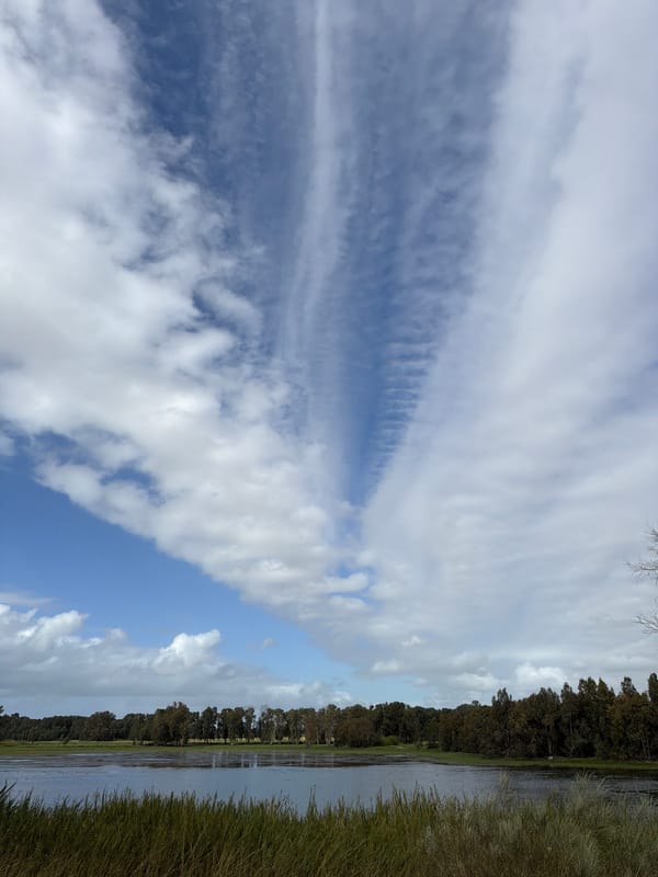 Distinctive wave-like clouds photographed over Hadera, Israel