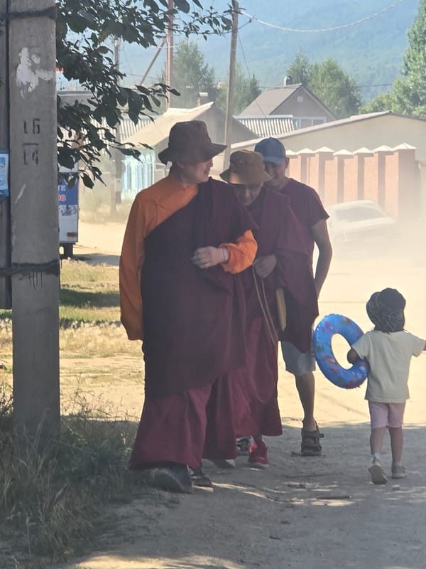 Quiet summer morning on the dirt roads of Maksimiha, Russia