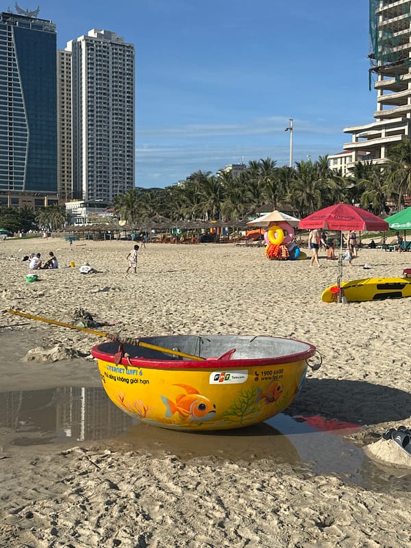 Crowded beach day at My Khe Beach, Da Nang
