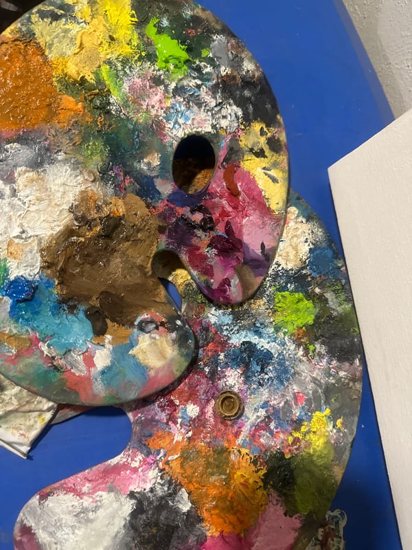 Art studio with elephant painting documented in Puebla