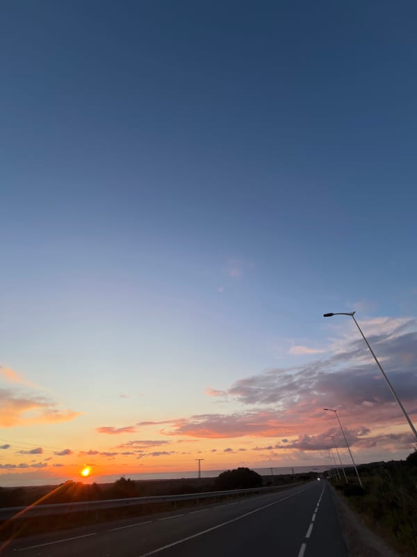 Sunset observed over road in Essaouira, Morocco