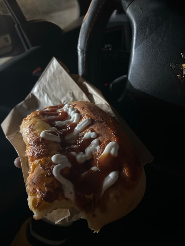 Late-night meal consumed in vehicle in Sevlievo, Bulgaria