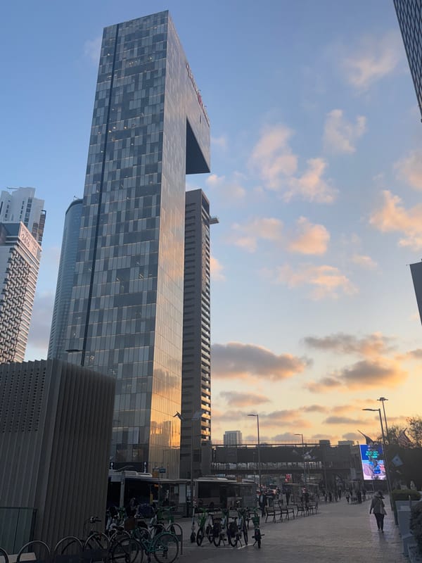 Golden hour illuminates Ramat Gan's modern skyline