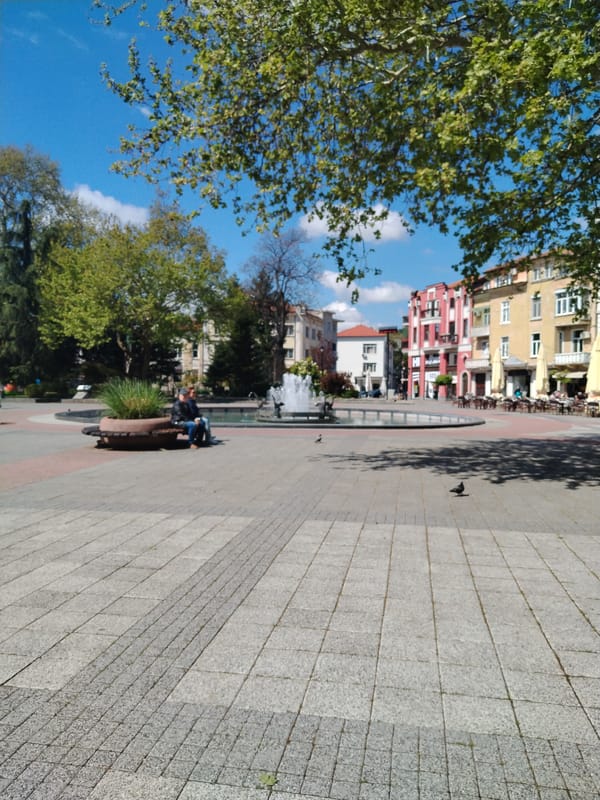 Pleasant morning captured in Plovdiv public square