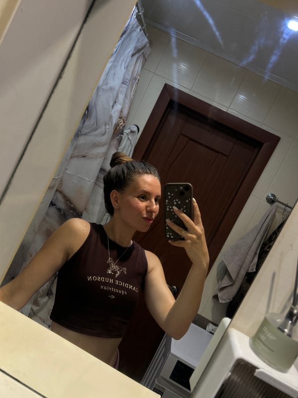 Bathroom mirror selfie session in Klin, Russia