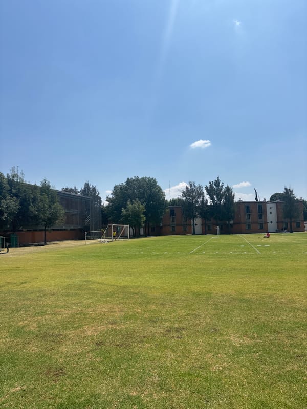Football field photographed in San Andrés Cholula, Mexico