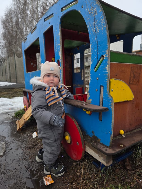 Early morning dog walk documented in Noviy, Russia