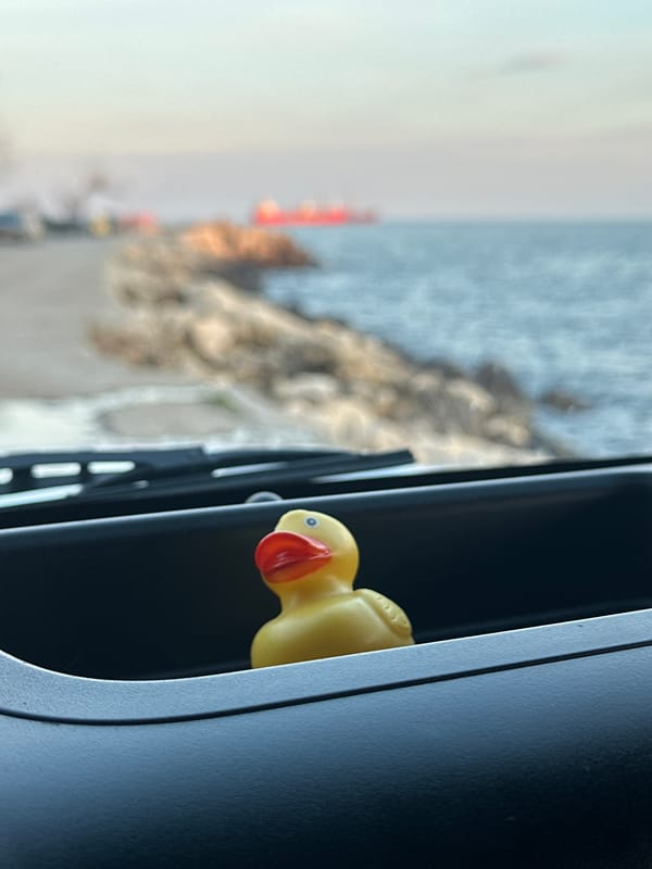 Tourist photographs Black Sea from Jeep in Varna, Bulgaria