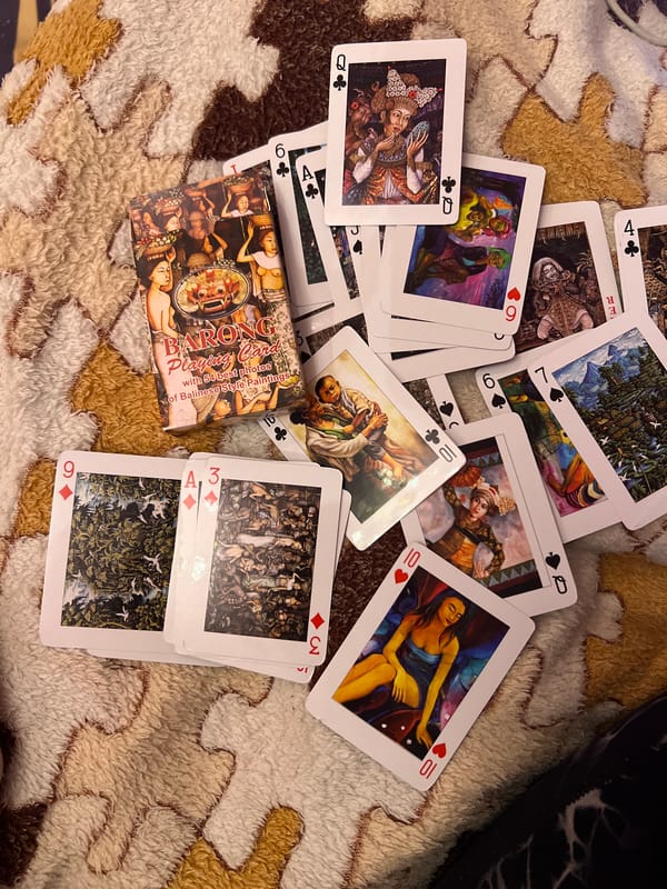 Casual at-home snapshots with cards, books, and personal items