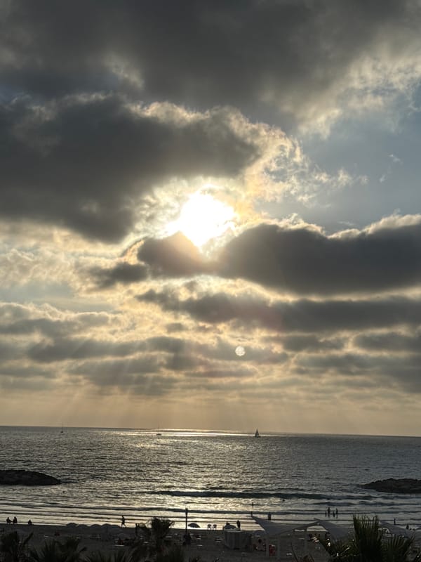 Cloudy sunset observed over Mediterranean Sea from Herzliya