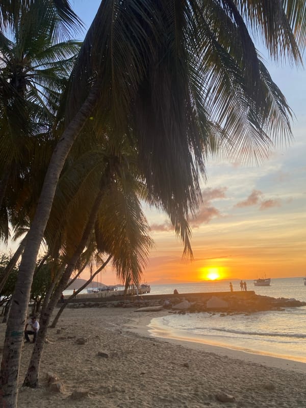 Sunset documented across Juan Griego beaches and landmarks