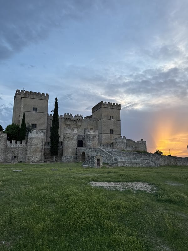 Medieval Castle of Ampudia documented by witnesses at sunset