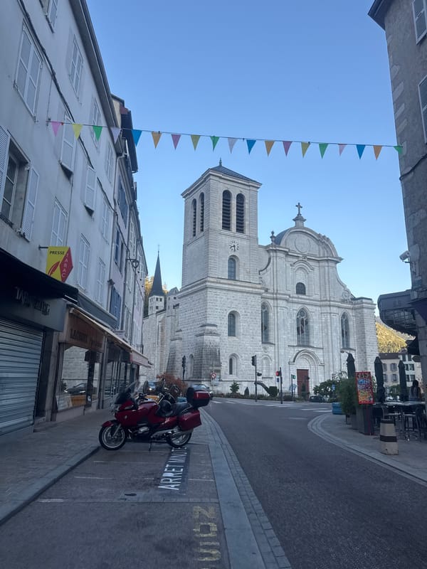Saint-Claude's cathedral district on a quiet July evening
