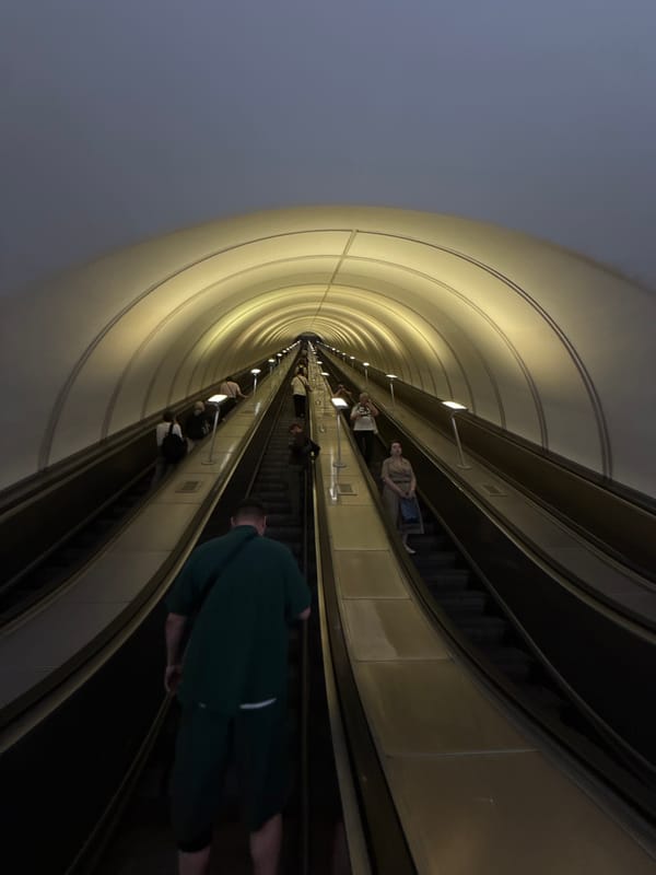 Early morning commuter activity observed at Moscow Metro station
