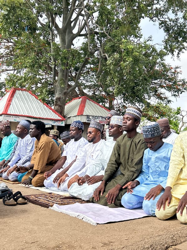 Men hold outdoor prayer session in Jos, Nigeria