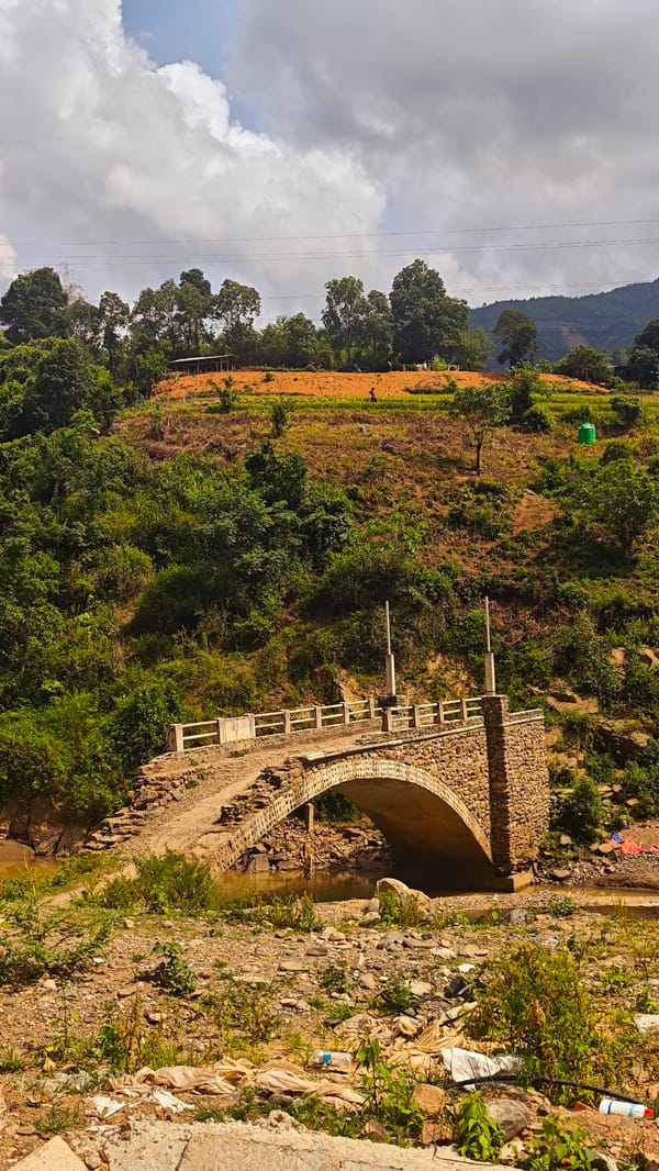 Stone bridge documented in rural Vietnam mountains