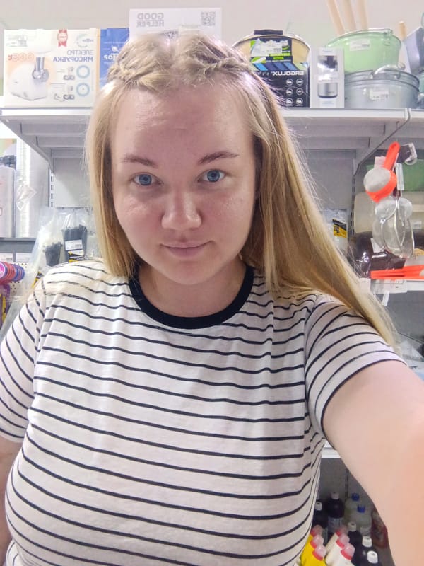 Browsing a hardware store in Fokino on a rainy morning