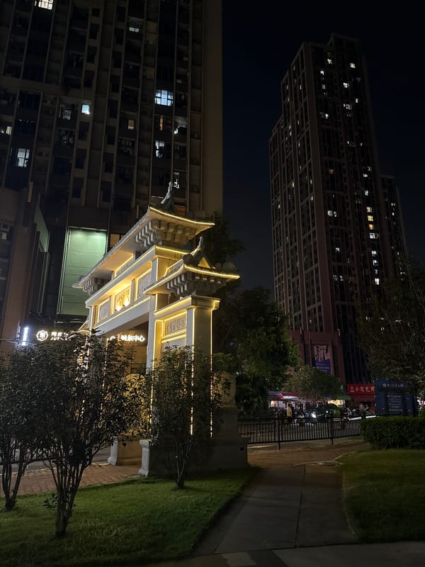 Nighttime urban documentation captures Haizhu District street scenes