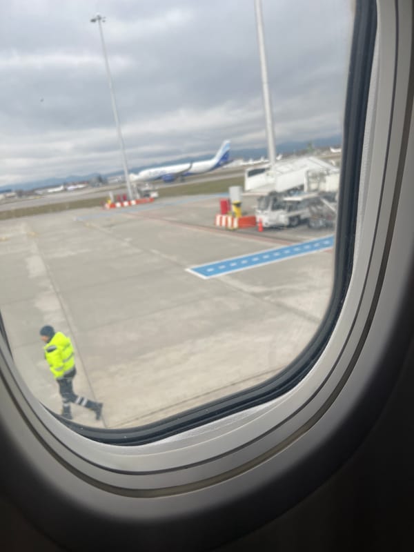 Traveler documents airport arrival and Sofia street scenes